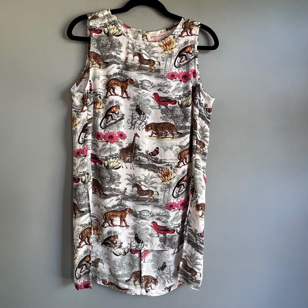 Philosophy Republic Clothing Safari Toile Sleeveless High Low Top Small